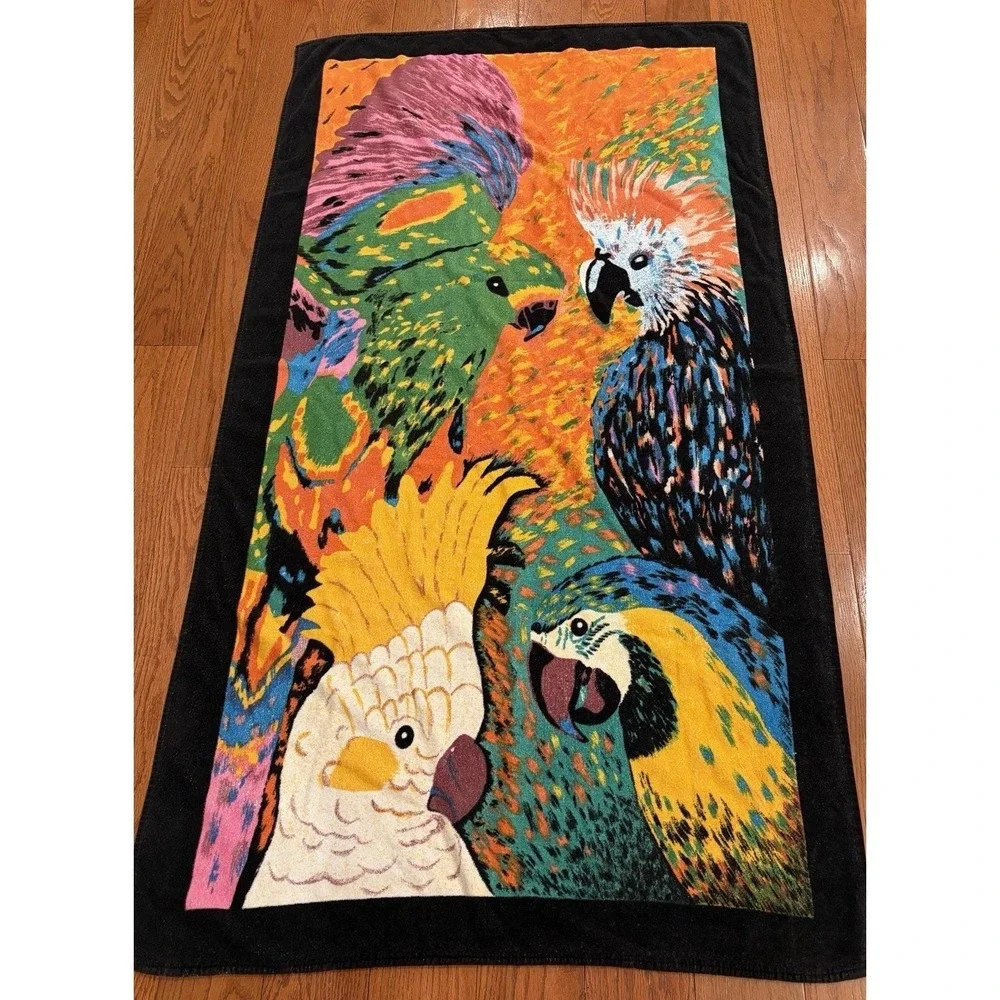 Jungle Oversized Big Beach Pool Bath Towel Tropical Cotton Parrots 35 X 65‎